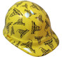 Don't Tread On Me Yellow Hydrographic CAP STYLE Hardhats - Ratchet Suspension ~ Oblique View