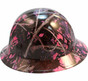 Muddy Girl Pink Camo Hydrographic FULL BRIM Hardhats - Ratchet Liner ~ Left Side View