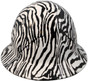 Zebra White Hydrographic FULL BRIM Hardhats - Ratchet Liner ~ Back View