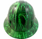 HDHH-1484-FB Venom Snake Green Hydrographic FULL BRIM Hardhats - Ratchet Suspension ~ Front View