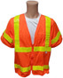 Iron Horse # S3261O-LZ Sleeved Orange ANSI Class 3 Work Vests with Lime Stripe ~ Front View