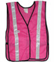 Iron Horse Soft Mesh Hot Pink Work Vests with Silver Stripes ~ Front View