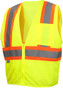 Pyramex Self Extinguishing Mesh ANSI Class 2 Work Vests - Lime with Contrasting Stripes~ Front View