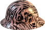 Hydrographic FULL BRIM Hard Hat-Ratchet Suspension - Zebra Hot Pink  - Left Side View
