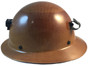 MSA SKULLGARD Full Brim Hardhats With STAZ ON Liners - Natural Tan With Light Clip ~ Left Side View