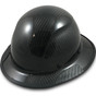Lift Safety Actual Carbon Fiber Shell Full Brim Hardhat -Glossy Black ~ Oblique View with Protective Edge