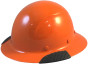 Lift Safety Actual Carbon Fiber Shell Full Brim Hardhat - Hi-Viz Orange ~ Oblique View