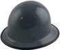 MSA Skullgard Full Brim Hard Hat with FasTrac III Ratchet Liner - Gray with Protective Edge  ~ Oblique View