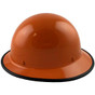 MSA Skullgard Full Brim Hard Hat with FasTrac III Ratchet Liner - Orange with Protective Edge ~ Left Side View