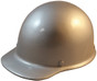 MSA Skullgard (SMALL SIZE) Cap Style Hard Hats with Ratchet Liners - Silver - Front View ~ Oblique View