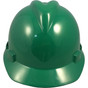 MSA  Cap Style Large Jumbo Safety Hardhats with Fas-Trac III Liners - Green ~ Front View