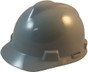 MSA  Cap Style Large Jumbo Safety Hardhats with Fas-Trac III Liners - Gray ~ Oblique View