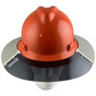 MSA Full Brim V-Guard Hard Hat with Sun Shield - Orange ~ Front View