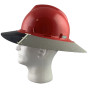 MSA Full Brim V-Guard Hard Hat with Sun Shield - Red ~ Side View