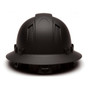 Pyramex #HP56117V Ridgeline Vented Full Brim Safety Hardhats Black Graphite Pattern - 6 Point Liners ~ Back View