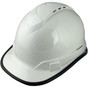 Pyramex Ridgeline Vented Cap Style Hard Hat with Shiny White Graphite Pattern ~ With Protective Edge ~ Oblique View