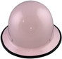 MSA Skullgard Full Brim Hard Hat with FasTrac III Ratchet Liner - Light Pink with Protective Edge ~ Front View  