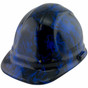 hdhh-1627-CS Blue Flames Design Hydrographic CAP STYLE Hardhats - Ratchet Suspension ~ Oblique View
