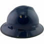 MSA V-Gard Full Brim Hard Hats with Fas-Trac Liners Navy Blue with Edge ~ Right Side Vieww