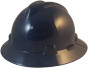 MSA # V-Gard Full Brim Safety Hardhats with Staz On Liners - Navy Blue - Oblique View