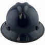 MSA # V-Gard Full Brim Safety Hardhats with Staz On Liners with Edge - Navy Blue - Oblique View