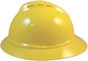 MSA Advance Full Brim Vented Hard hat with 4 point Ratchet Suspensions Yellow ~ Left Side View