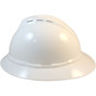 MSA Advance Full Brim Vented Hard hat with 6 point Ratchet Liner White - Left Side View