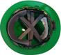 MSA Advance Full Brim Vented Hard hat with 6 point Ratchet Suspensions ~ Green ~ Suspension Detail