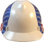 MSA V-Gard Cap Style Patriotic Hard Hat with Dual American Flag on Both Sides ~ Front View