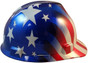 MSA USA Freedom Series Hard Hat with American Flag Stars and Stripes - Staz On Suspension - Right Side View