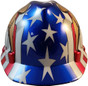MSA USA Freedom Series Hard Hat with American Flag and 2 Eagles - Staz On Suspension - Front View