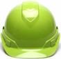 Ridgeline Vented Cap Style Hi-Viz Lime Hard Hat - 6 Point Suspensions - Front View