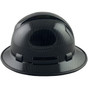 Pyramex #HP54117S RIDGELINE Full Brim Style Safety Hardhats with Shiny Black Graphite Pattern - 4 Point Liners ~ Left Side View with Protective Edge