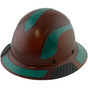 Lift Safety Composite Hardhats - Full Brim Natural Tan with Reflective Green Decal Kit Applied ~ Oblique View