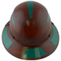 Lift Safety Composite Hardhats - Full Brim Natural Tan with Reflective Green Decal Kit Applied ~ Back View