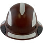 Lift Safety Composite Hardhats - Full Brim Natural Tan Shell with Reflective White Decal Kit Applied ~ Front View