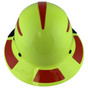 Lift Safety Composite Hardhats - Full Brim High-Viz Lime with Reflective Yellow Decal Kit Applied ~ Back View