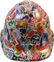 Route 66 Sticker Bomb Hydro Dipped Hydrographic CAP STYLE Hardhats - Ratchet Liner~ Front View
