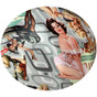 Vintage Pin Up Girls Design Cap Style Hydro Dipped Hard Hats - Ratchet Liner ~ Graphic Detail
