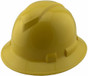Pyramex #HP54130 Ridgeline Vented Yellow Full Brim Style Safety Hardhats - 4 Point Liners ~ Oblique View