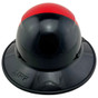 Lift Safety Fiberglass Composite Full Brim Hardhat - Glossy Black and Red with Edge
Back View