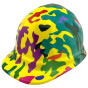 Neon Camo Design Cap Style Hydro Dipped Hard Hats with Ratchet Liners
Left Side Oblique View