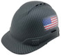 Pyramex Ridgeline Cap Style Hard Hat with Black Graphite Pattern with USA Flag
