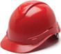 Pyramex #HP46120 RIDGELINE Cap Style Safety Hardhats with 6 point RATCHET Liners - Red
 Left Side Oblique View