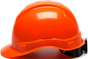 Pyramex #HP46141 RIDGELINE Cap Style Safety Hardhats with 6 point RATCHET Liners – Hi Viz Orange
 Left Side View