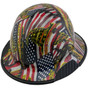 Composite Material Hard Hat - Full Brim Hydro Dipped – Don’t Tread on Me Flag Design With Optional Edge Left Side Qblique View