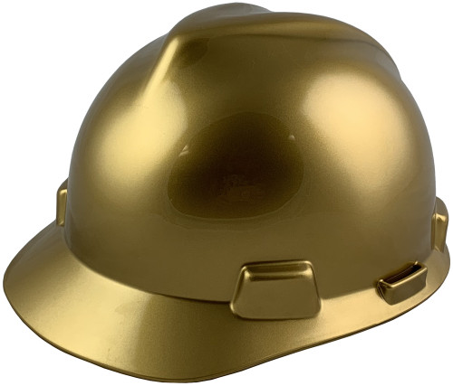 MSA V-Gard Cap Style Metallic Gold Design Hard Hats with One Touch