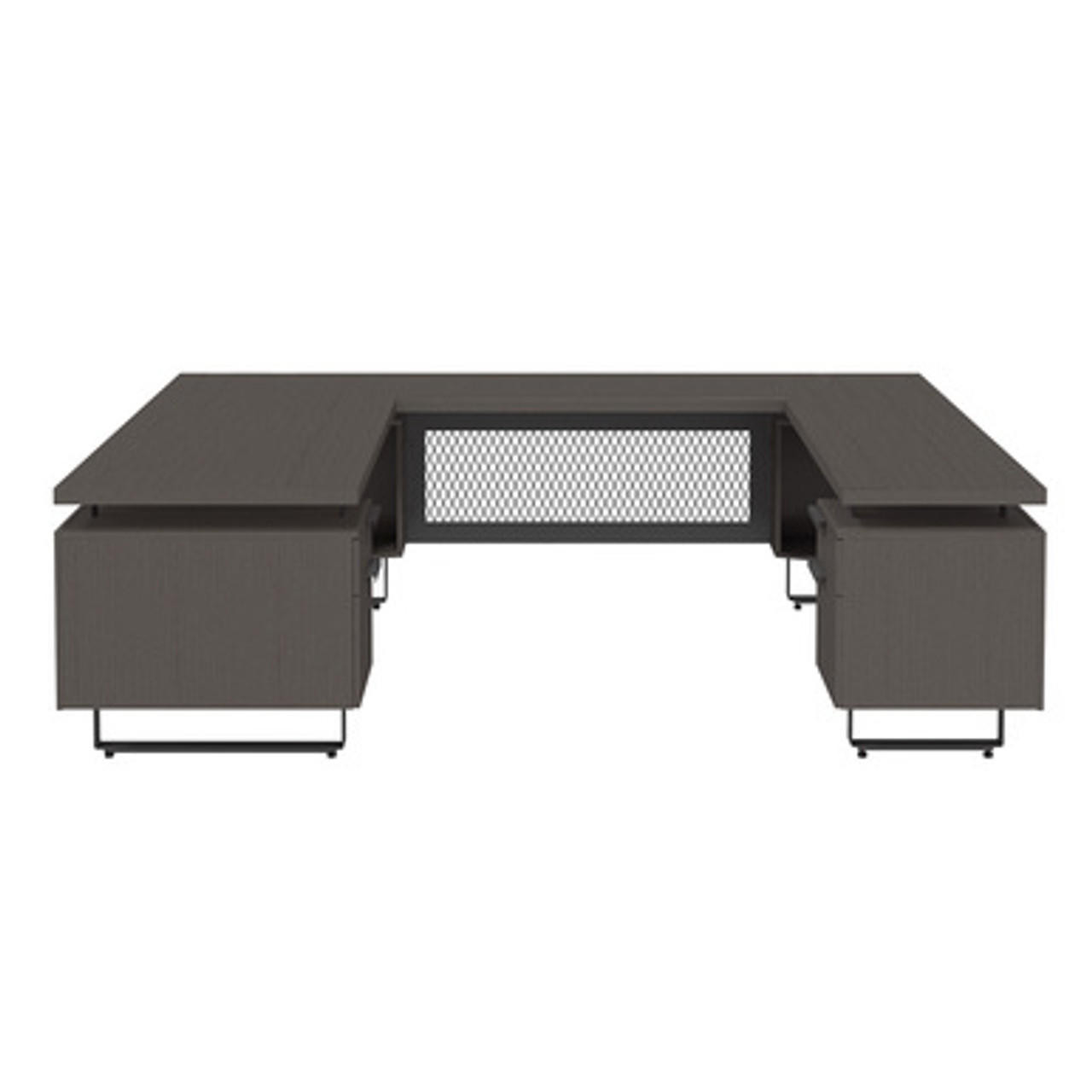 Office Source Palisades Industrial Modern U-Shaped Desk with Gauntlet Gray  Finish