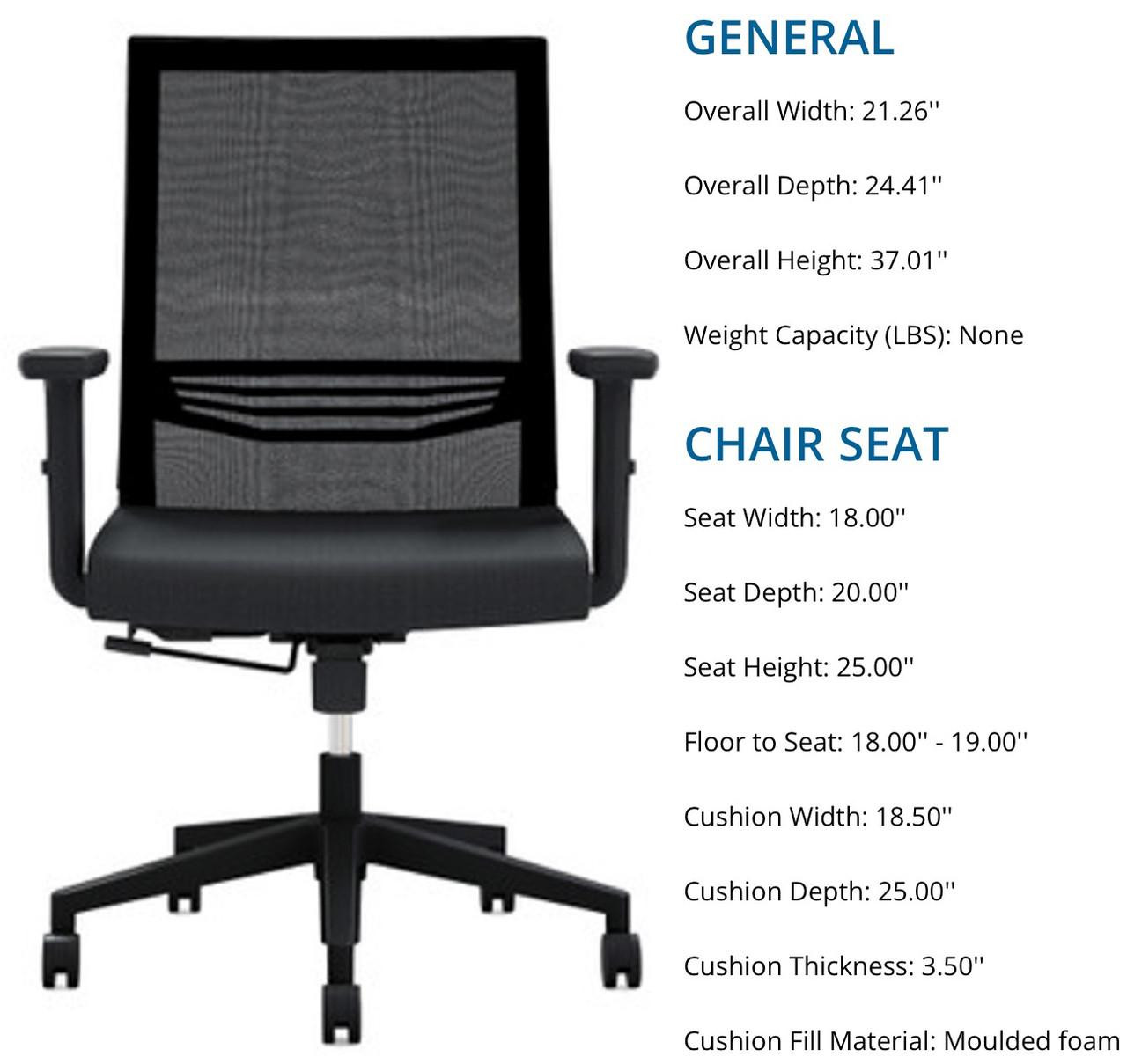 Office Source Oslo Black Mesh Mid Back Task Chair 600MMF