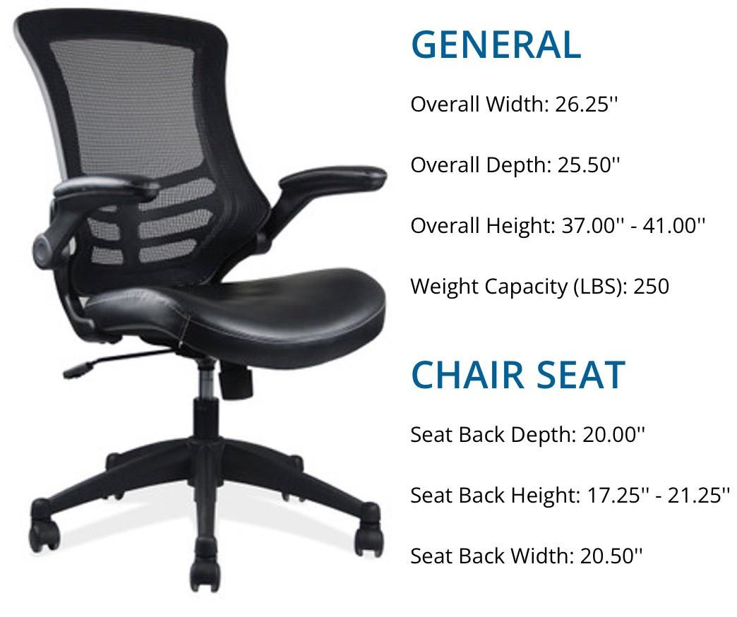 Office Source Serene Collection Flip Arm Task Chair with Mesh Back